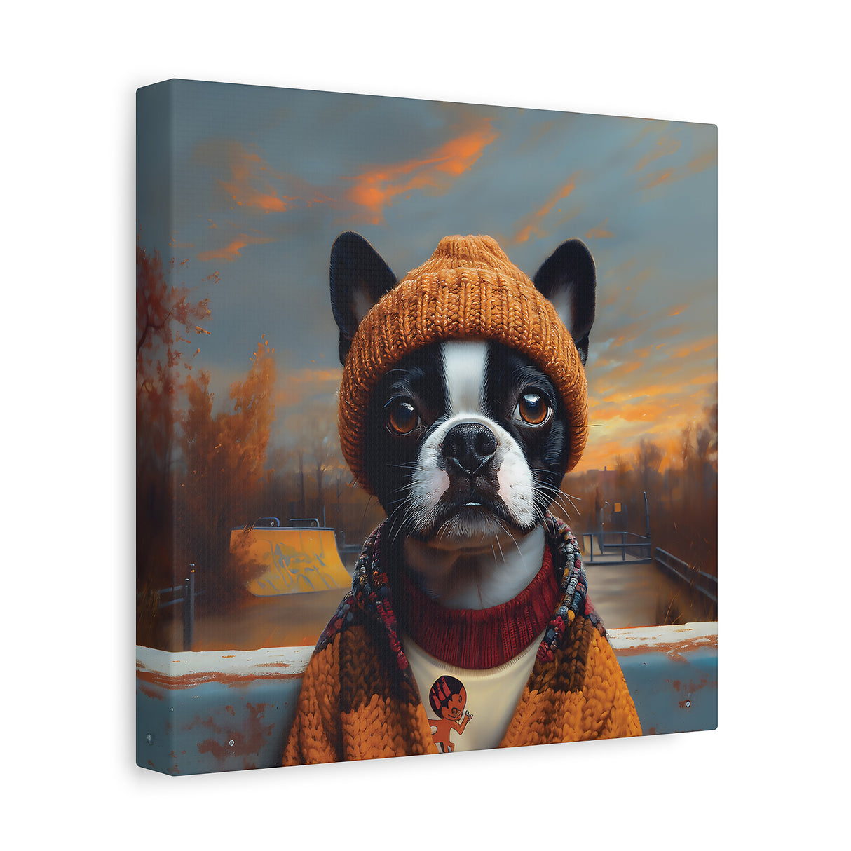 Lola the Skater Tramp – Boston Terrier Wall Art for Dreamers, Dog Lovers & X Games Hopefuls