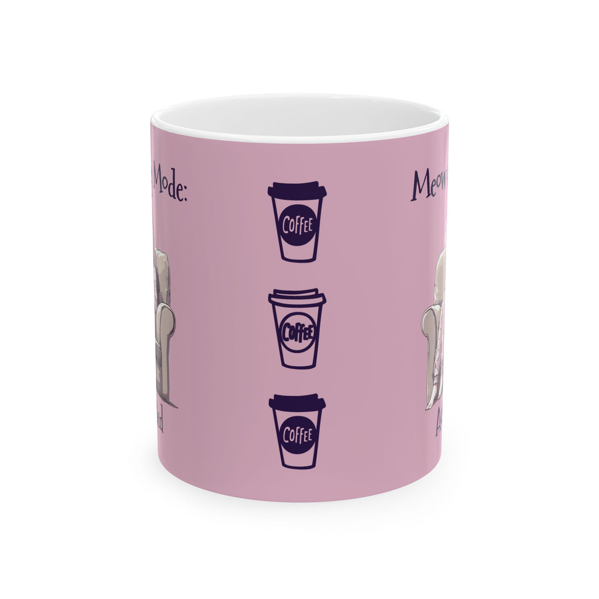 Meow-ning Mode Activated Mug – Kawaii Cat Girl Coffee Mug for Bookworms & Cozy Mornings