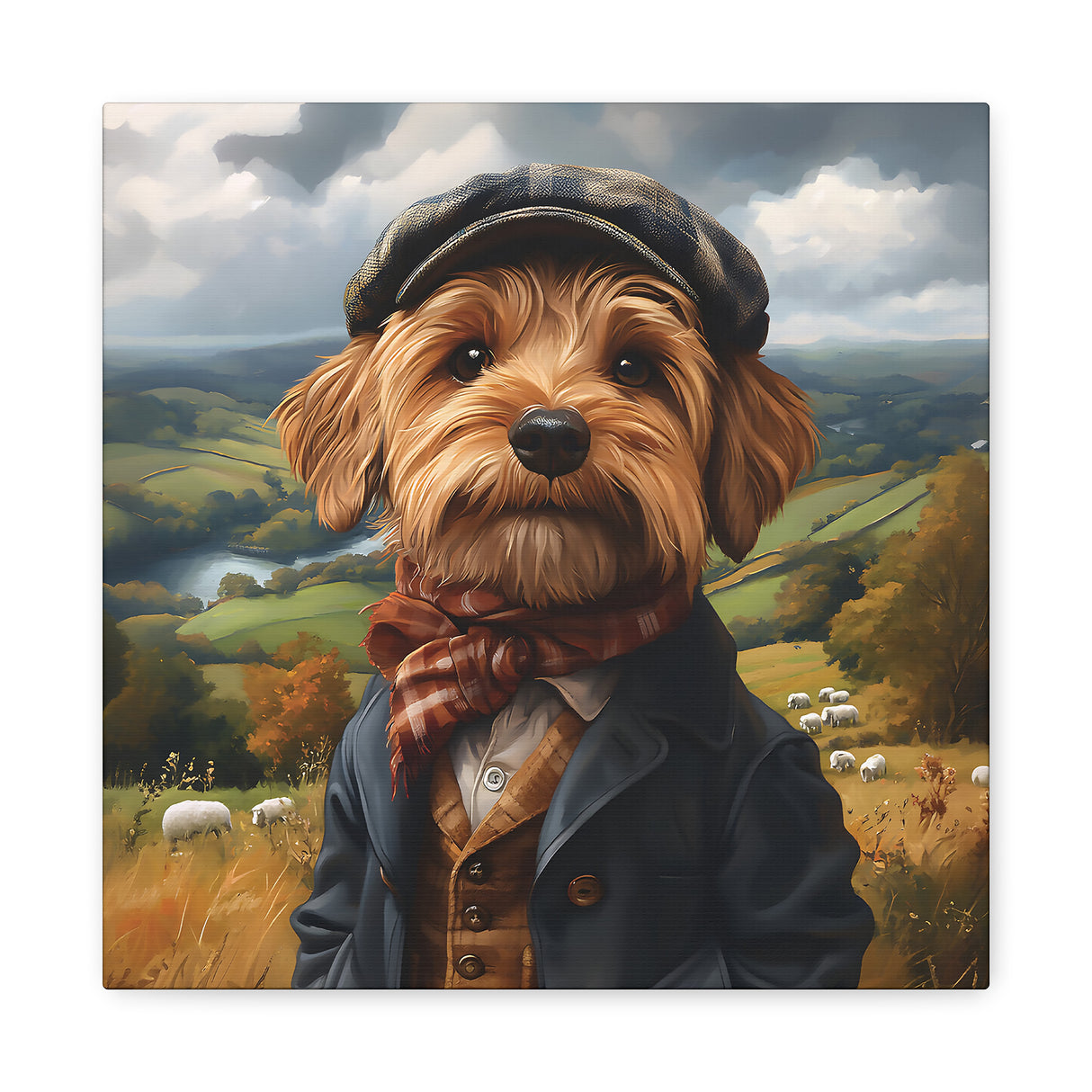 Rafe of the Dales – Yorkshire Terrier Shepherd Dog Canvas Wall Art