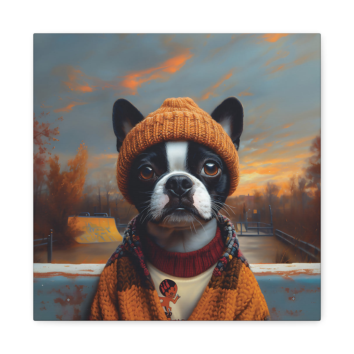 Lola the Skater Tramp – Boston Terrier Wall Art for Dreamers, Dog Lovers & X Games Hopefuls