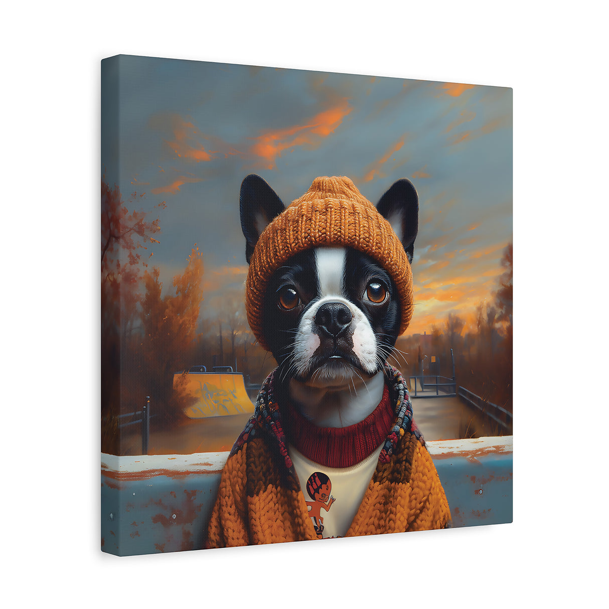 Lola the Skater Tramp – Boston Terrier Wall Art for Dreamers, Dog Lovers & X Games Hopefuls