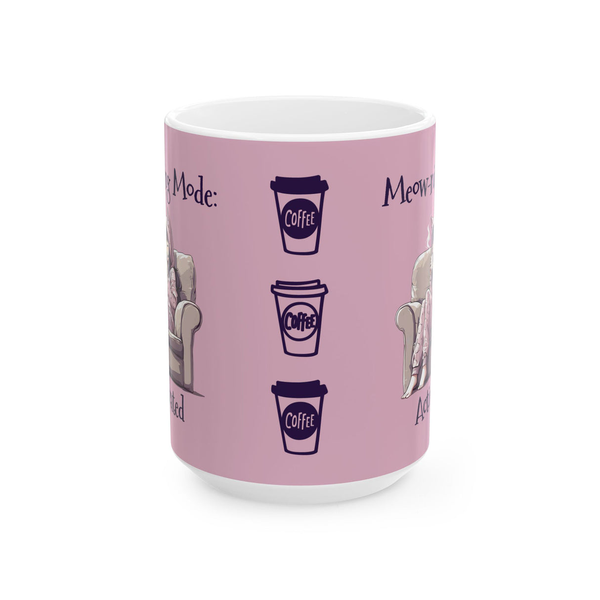Meow-ning Mode Activated Mug – Kawaii Cat Girl Coffee Mug for Bookworms & Cozy Mornings