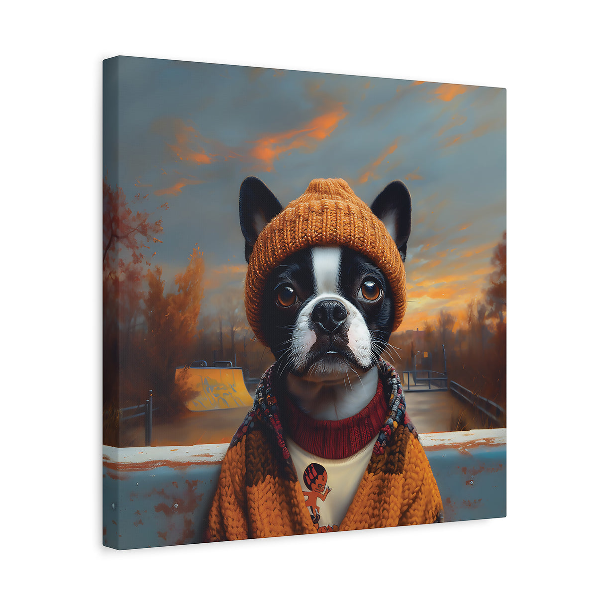 Lola the Skater Tramp – Boston Terrier Wall Art for Dreamers, Dog Lovers & X Games Hopefuls