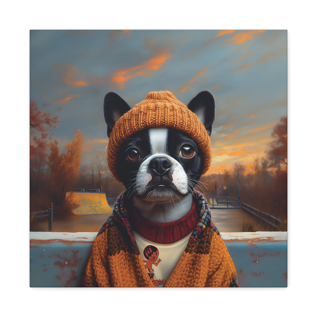 Lola the Skater Tramp – Boston Terrier Wall Art for Dreamers, Dog Lovers & X Games Hopefuls