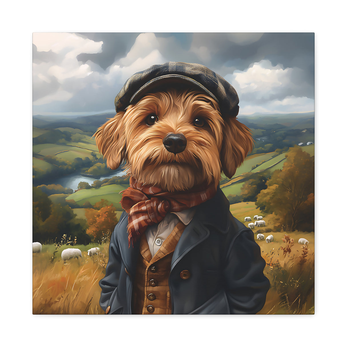 Rafe of the Dales – Yorkshire Terrier Shepherd Dog Canvas Wall Art