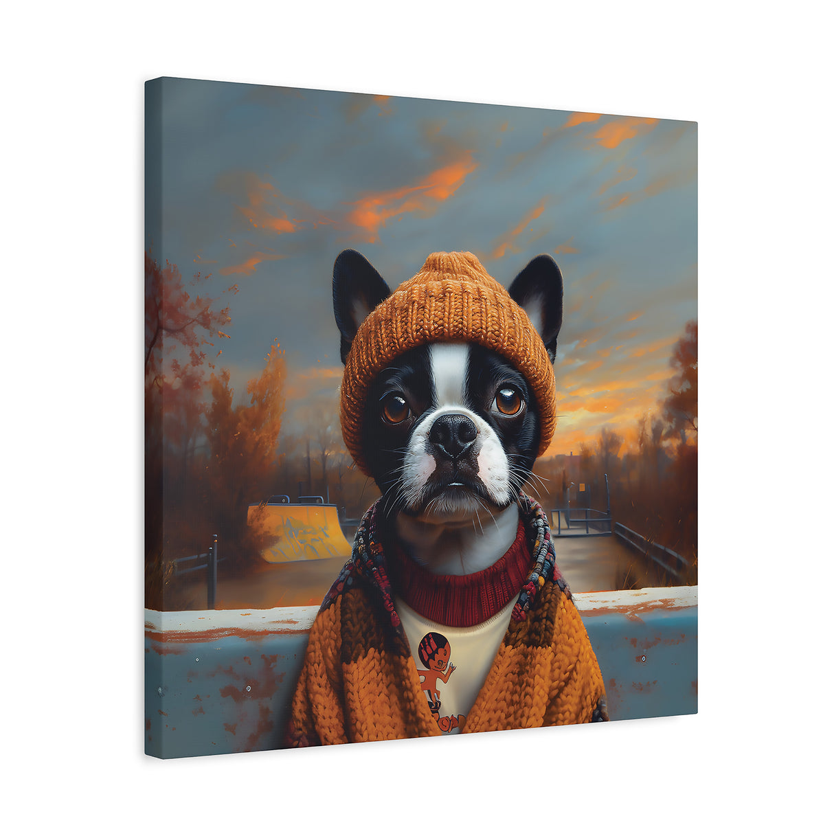 Lola the Skater Tramp – Boston Terrier Wall Art for Dreamers, Dog Lovers & X Games Hopefuls