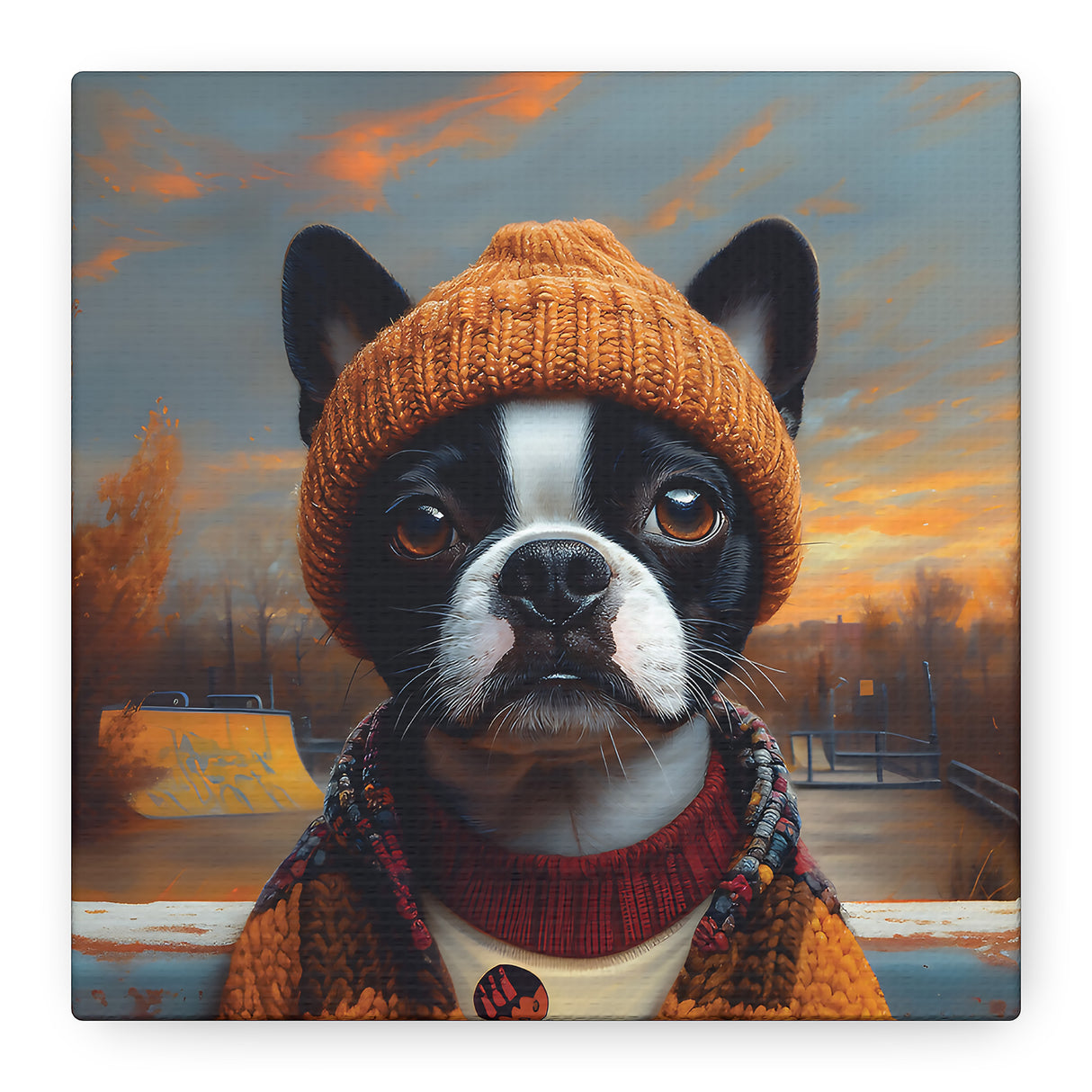 Lola the Skater Tramp – Boston Terrier Wall Art for Dreamers, Dog Lovers & X Games Hopefuls