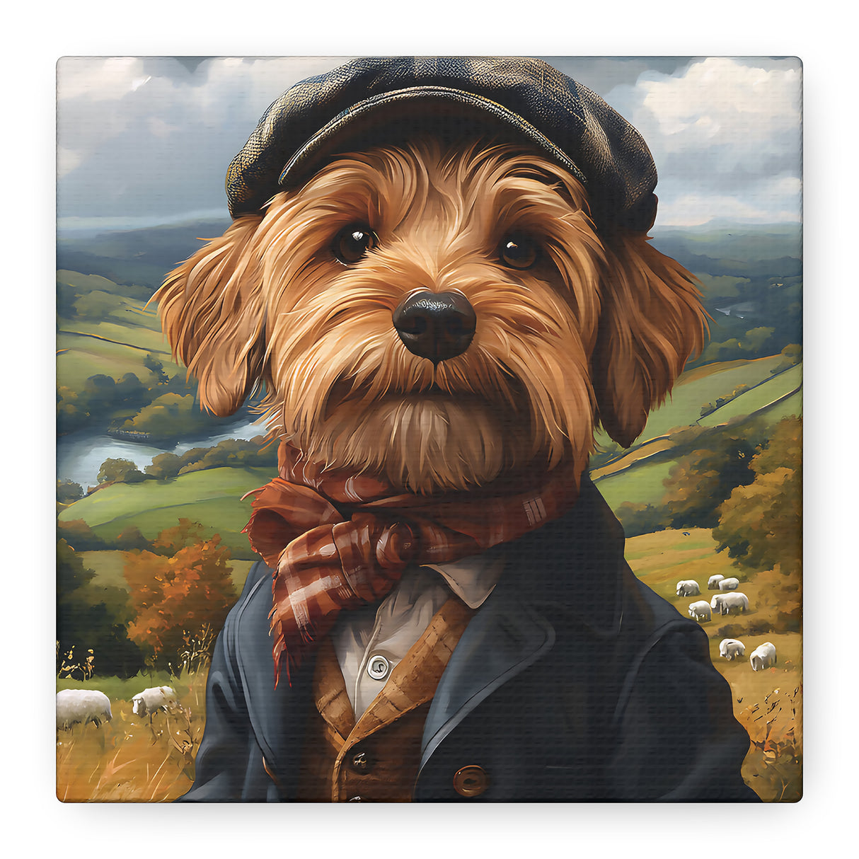 Rafe of the Dales – Yorkshire Terrier Shepherd Dog Canvas Wall Art