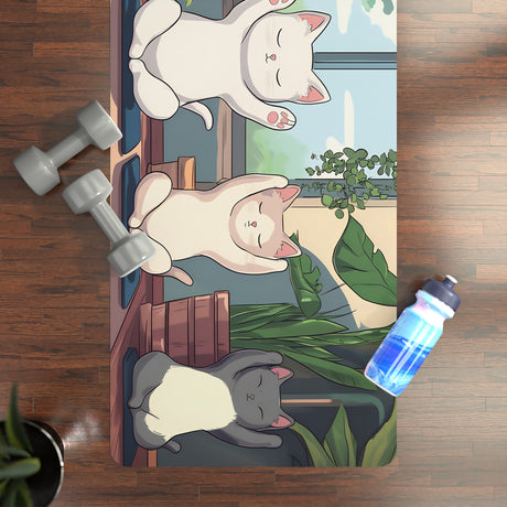 Cat Yoga Mat – Kawaii Yoga Mat for Bookish Yogis, Cozy Vibes & Cat Lovers