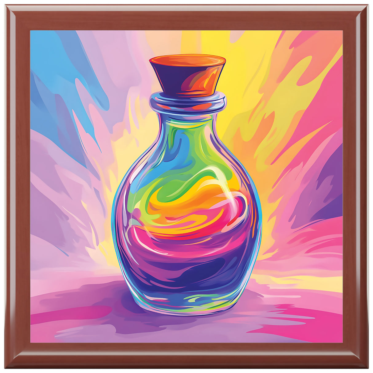 Fantasy Potion Jewelry Box – Magical Wooden Keepsake with Rainbow Potion Art | Bookish Gift for Fantasy Lovers