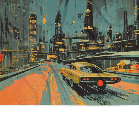 Cyberpunk Skyline – Sci-Fi Fleece Blanket for Futuristic Book Lovers