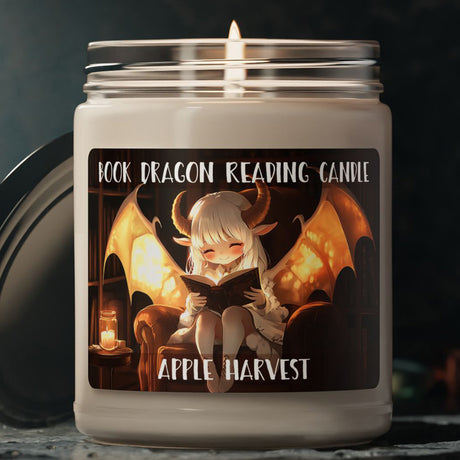 Book Dragon Reading Candle – 9oz Scented Soy Candle for Fantasy Lovers & Cozy Reading Nooks