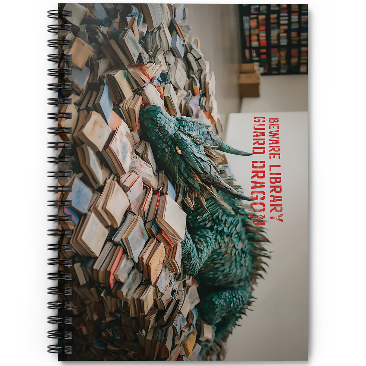 Beware: Library Guard Dragon Notebook – Spiral Ruled Journal for Book Dragons, Bookwyrms & Librarians