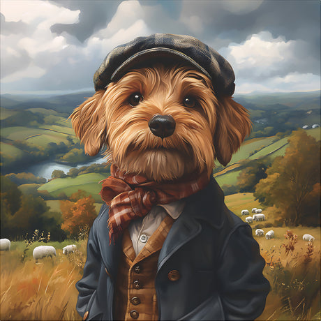 Rafe of the Dales – Yorkshire Terrier Shepherd Dog Canvas Wall Art